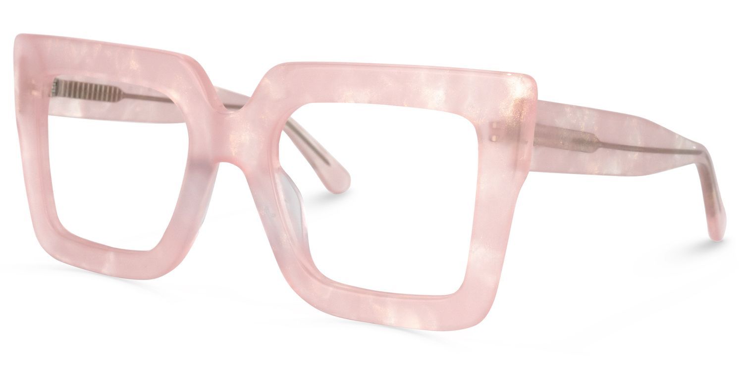 Brandon Square Pink Wide Frame Glasses | Zeelool Optical1