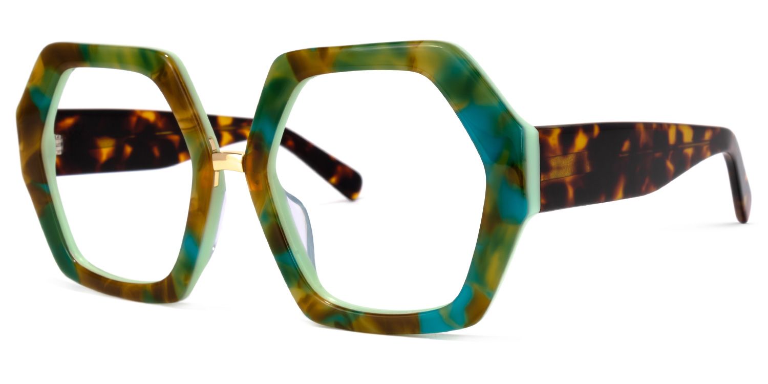 Otero Geometric Green-Yellow Glasses | ZEELOOL Canada1