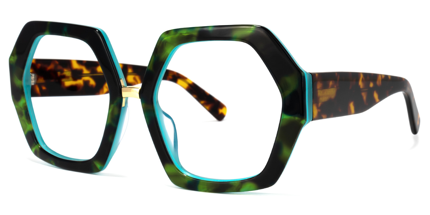 Otero Geometric Dark-Green Glasses | ZEELOOL Canada1