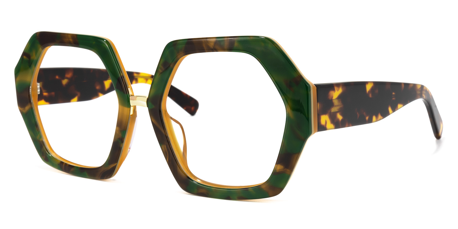 Otero Geometric Green-Floral Glasses | ZEELOOL Canada1