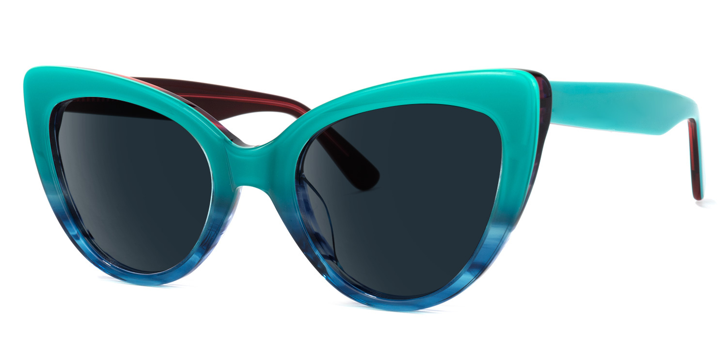 ZEELOOL Claudette Cat Eye Blue-Green Sunglasses