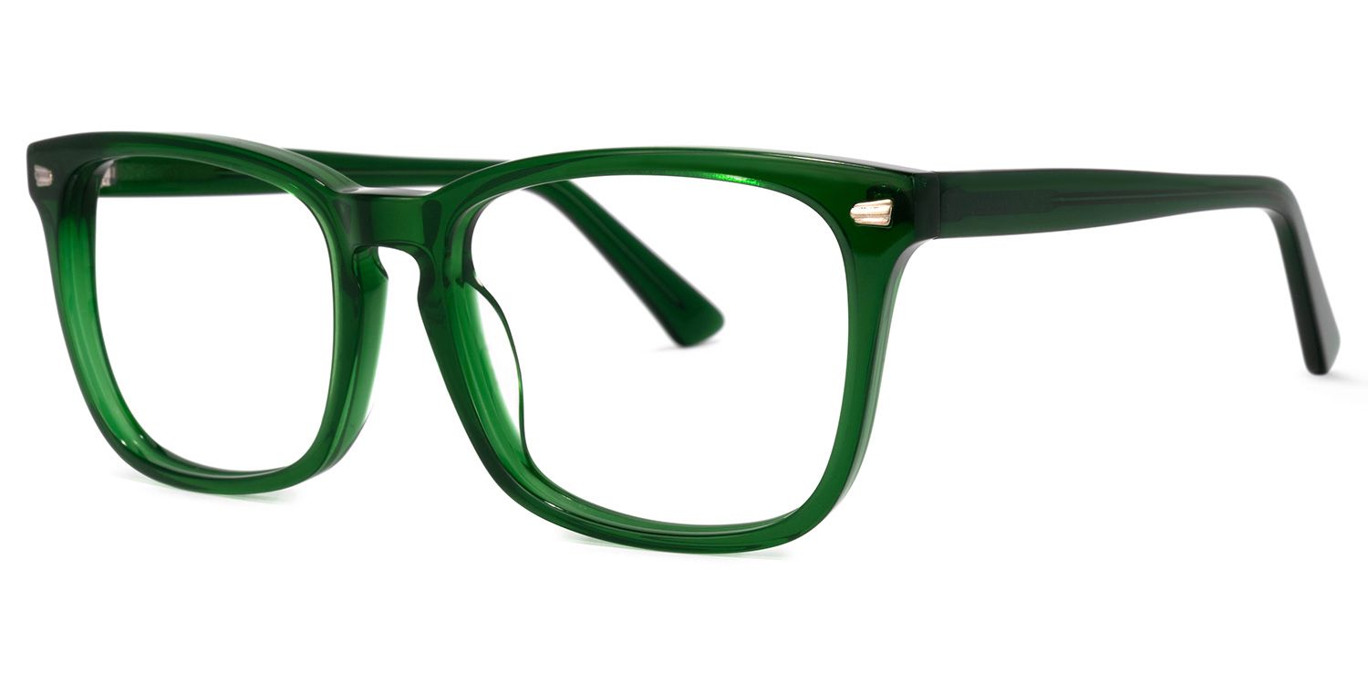 Noel Rectangle Dark-Green Glasses | ZEELOOL Canada1