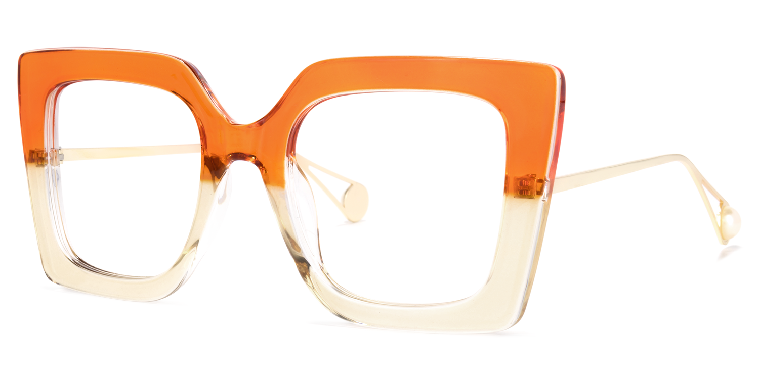 Qatar Square Orange Frame Glasses and Two-Tone Frames1