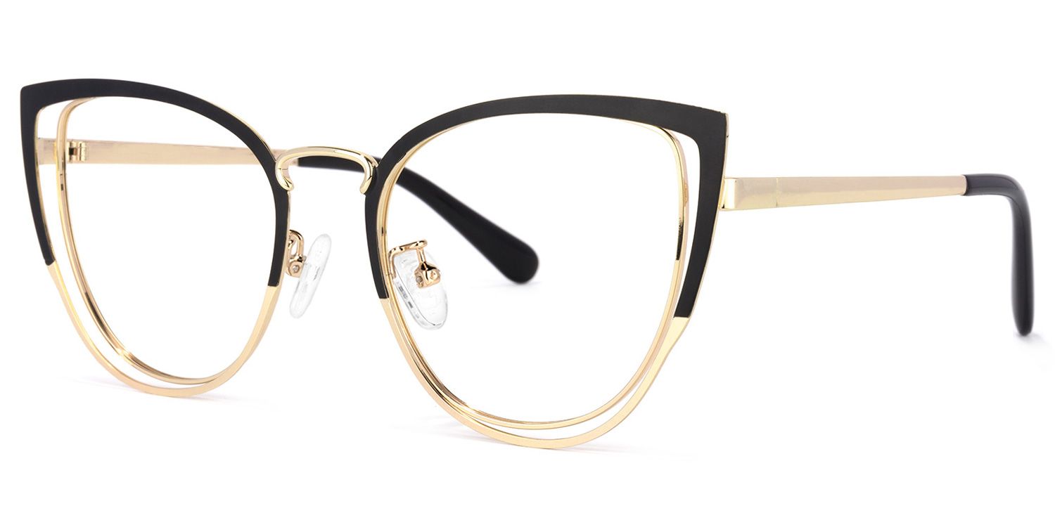 Harvey Cateye Eyeglasses with Black-Clear Two-Tone Frame1