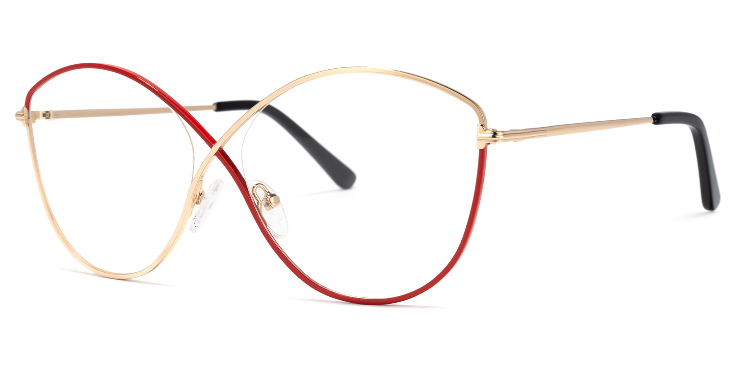 Garcia Geometric Red-Gold Glasses | ZEELOOL Canada1