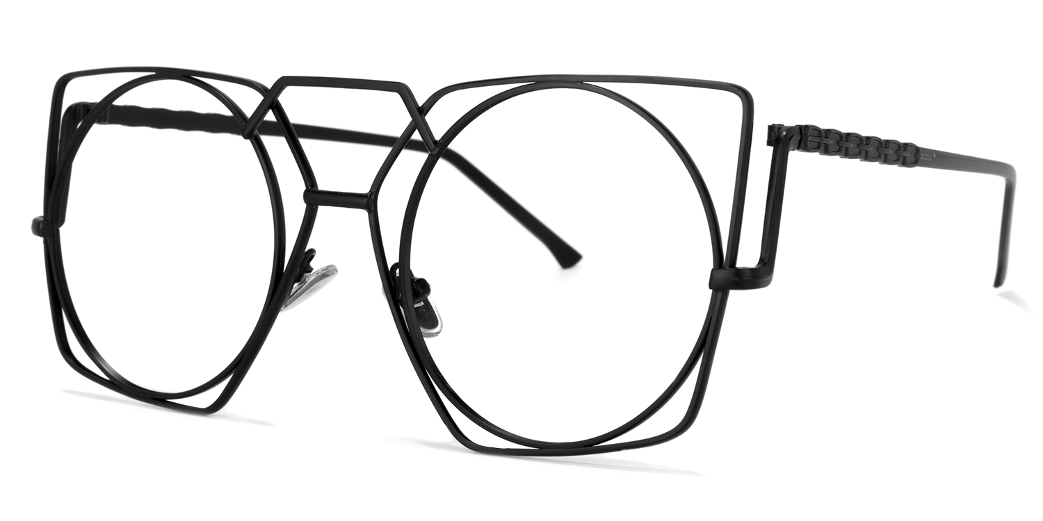Evette Geometric Black Glasses | ZEELOOL Canada1