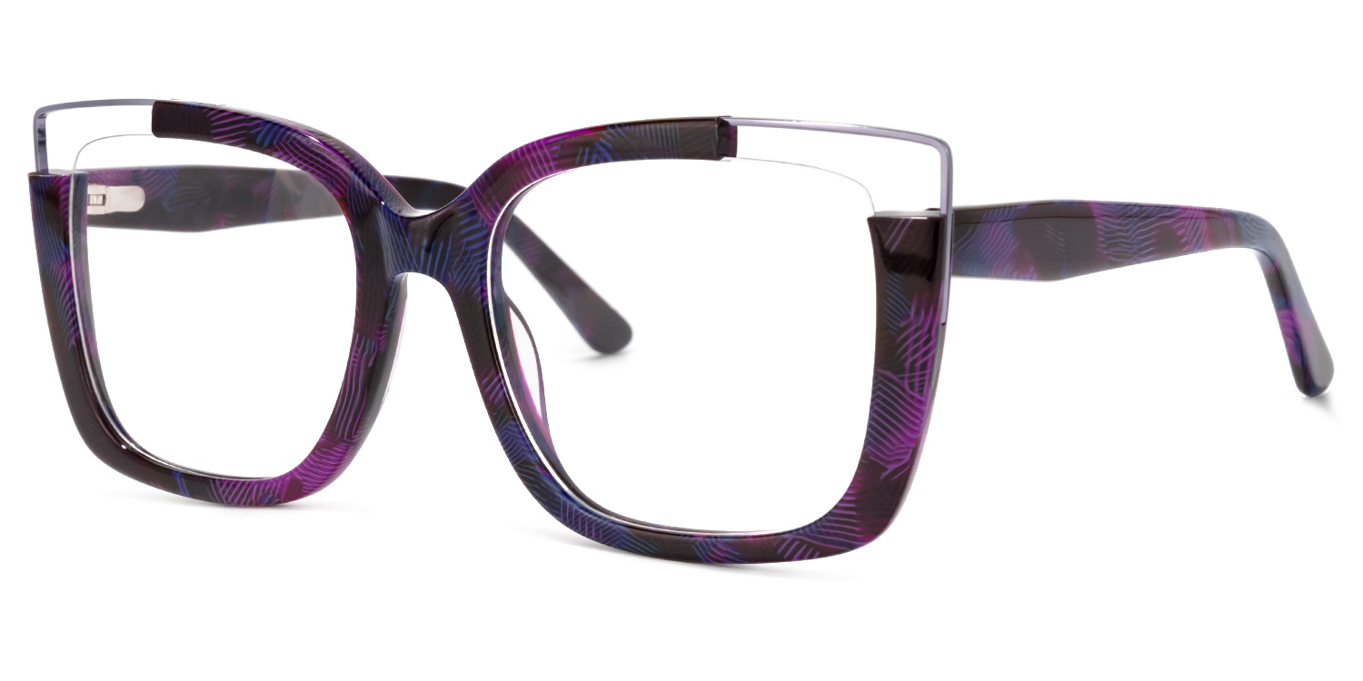 Dortch Square Purple-Floral Frame Glasses | ZEELOOL Canada1