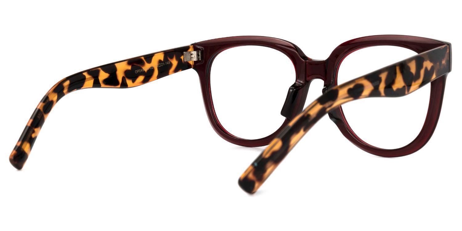 Harrell Square Eyeglasses with Dark-Red Frame