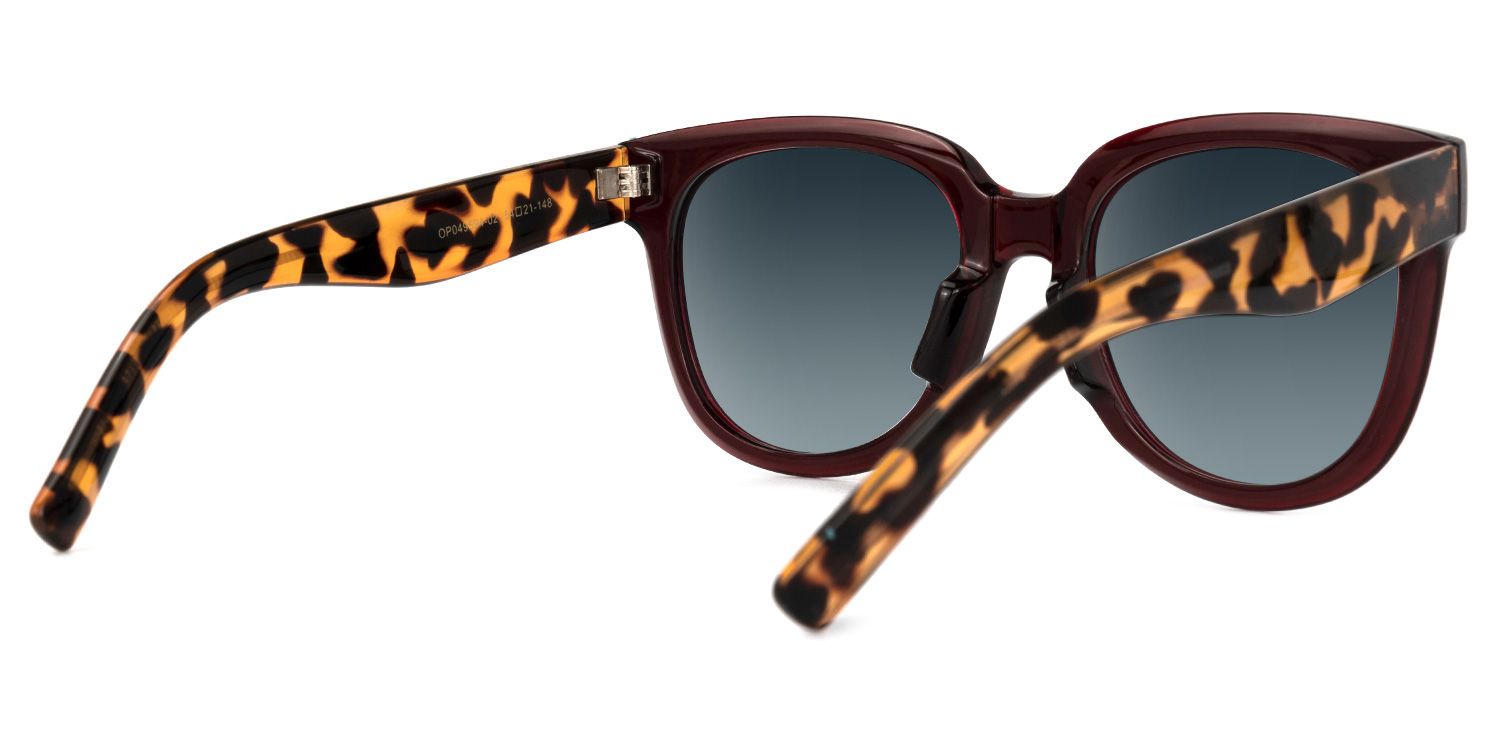 Harrell Square Dark-Red Full Rim Sunglasses | ZEELOOL CA3