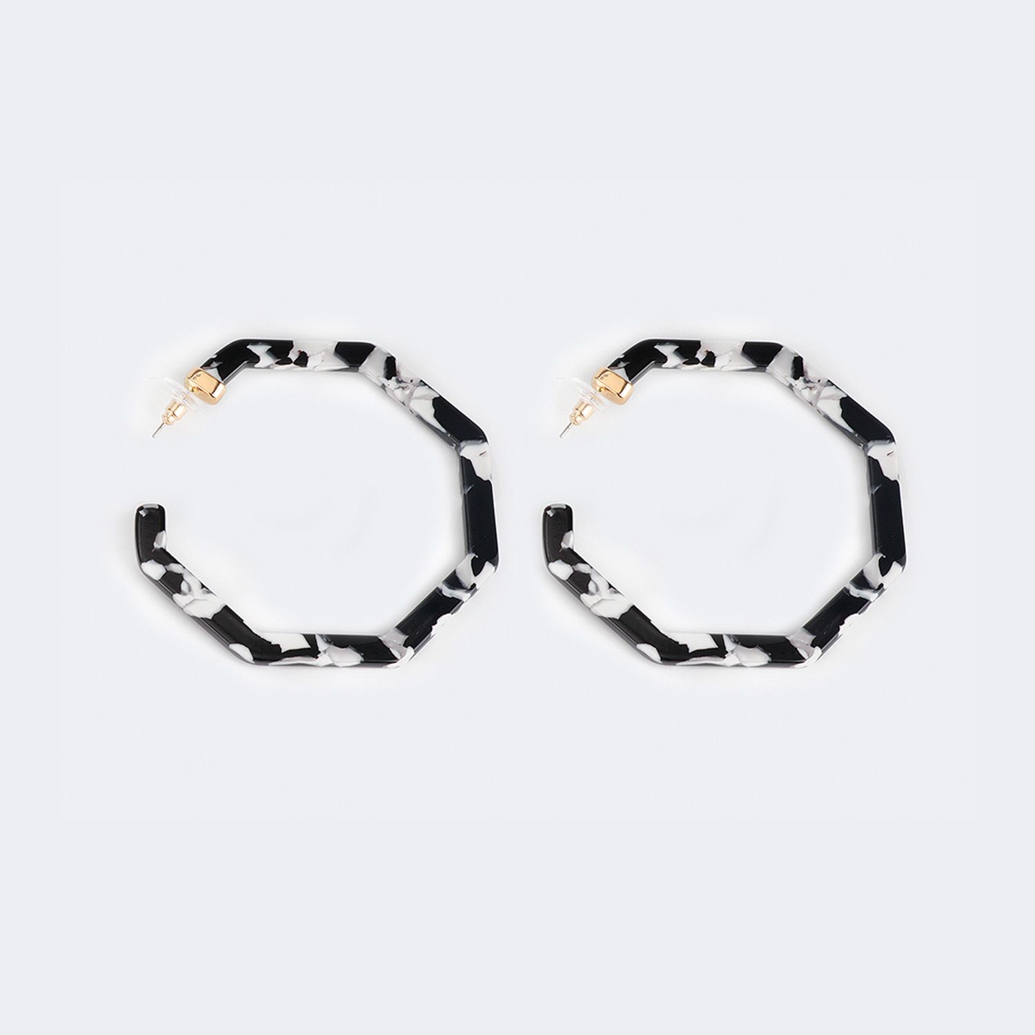 Vintage Octagon Shaped Black Earrings | ZEELOOL Canada1