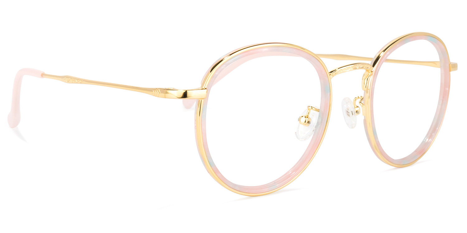 Yahya Round Gold-Pink Glasses | ZEELOOL Canada2