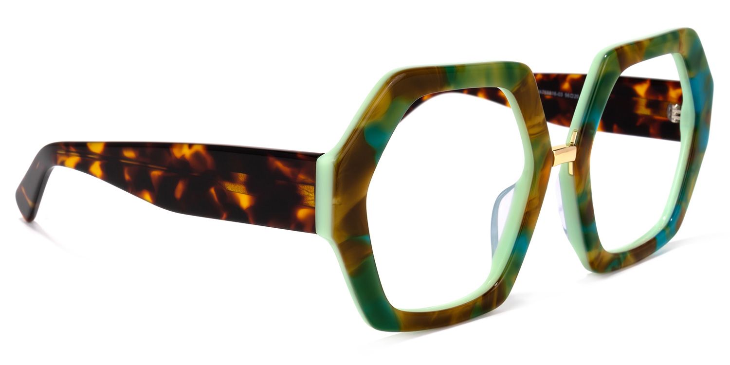 Otero Geometric Green-Yellow Glasses | ZEELOOL Canada2