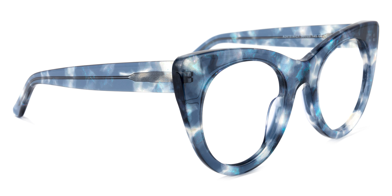 Starry Cateye Blue Frame Glasses | ZEELOOL Canada2