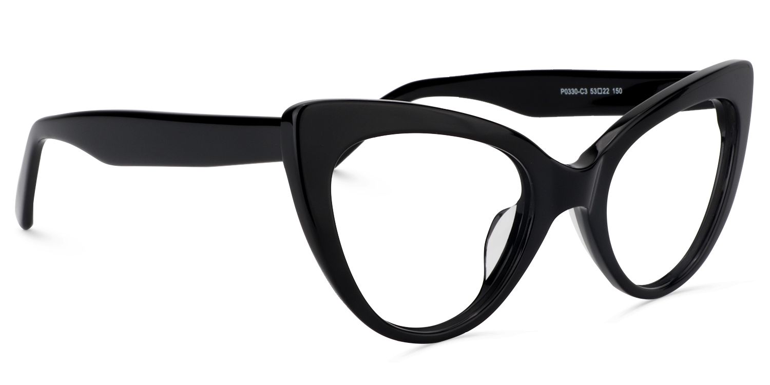 Claudette Cat Eye Pure Black Frame Glasses | ZEELOOL Canada2