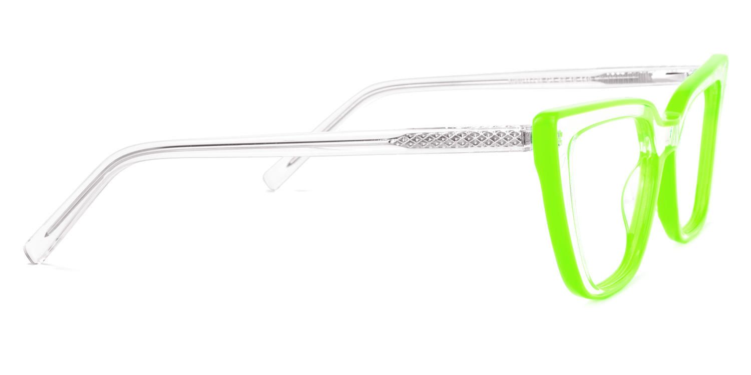 Zeelool Lime Green Cat Eye Glasses & Cyberpunk Frame1