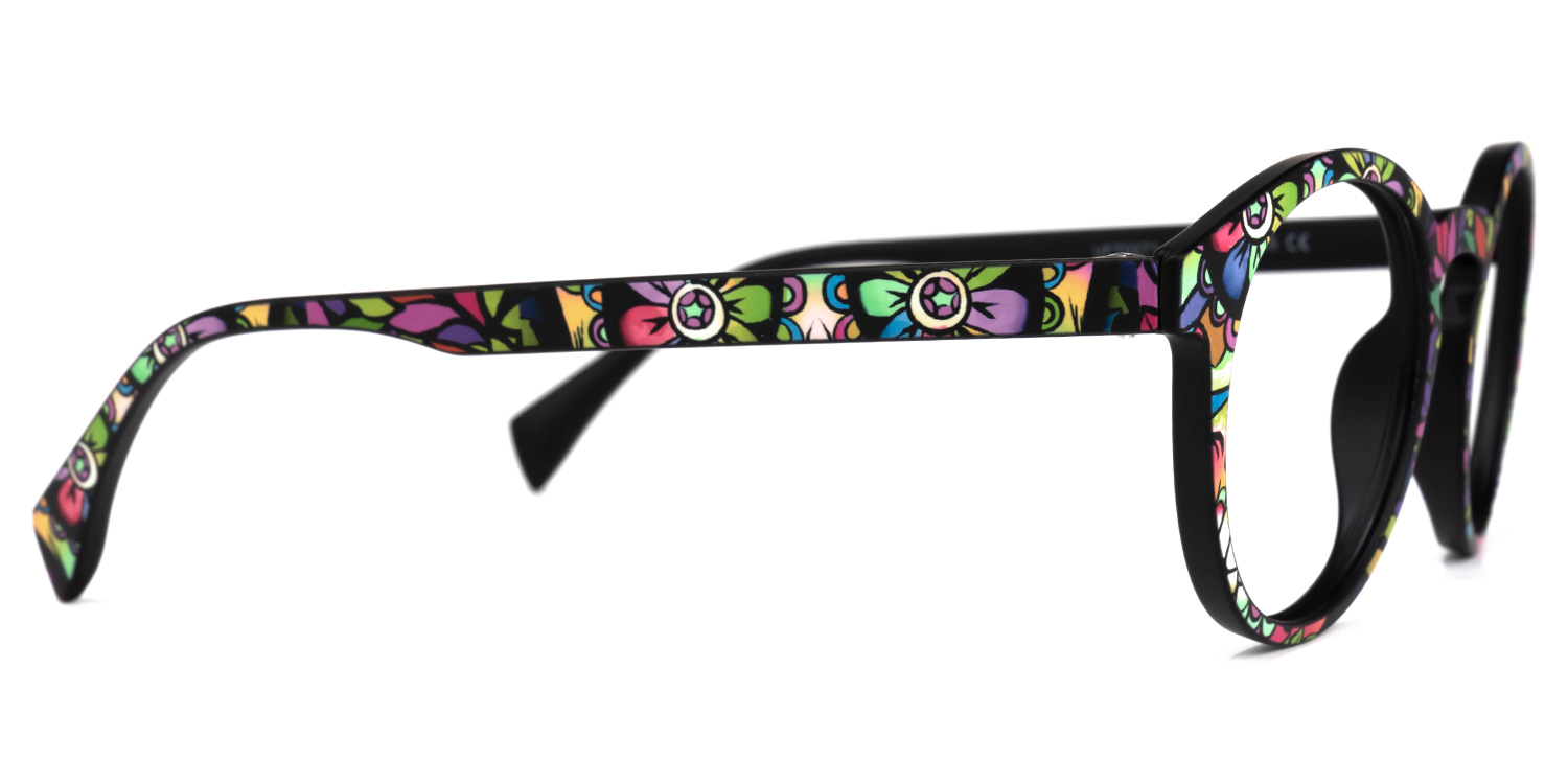 Street-Artist Round Eyeglasses and Purple-Floral Frames2