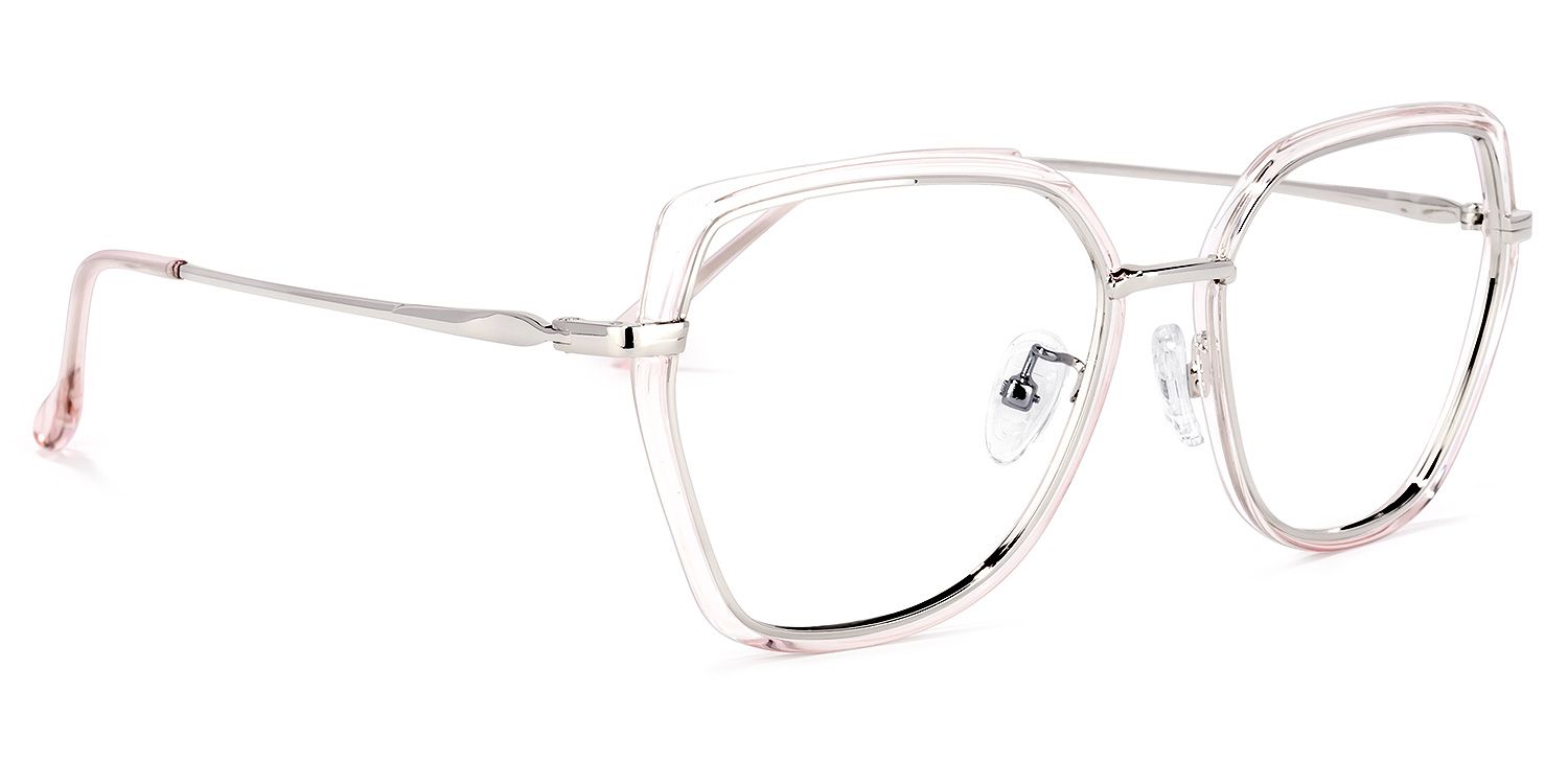 Noemi Geometric Pink-Silver Glasses | ZEELOOL Canada2