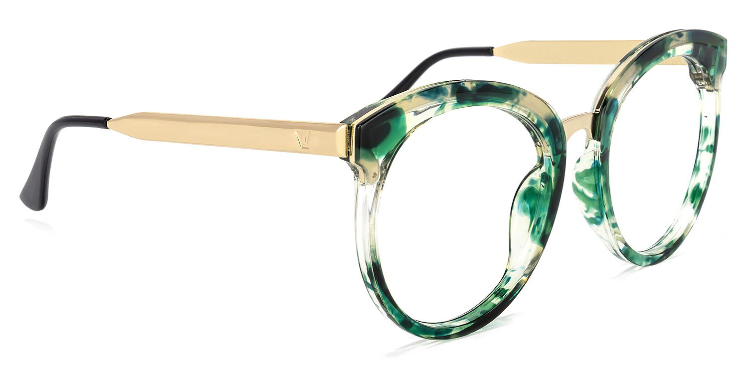 Penny Round Green-Floral Glasses | ZEELOOL Canada2