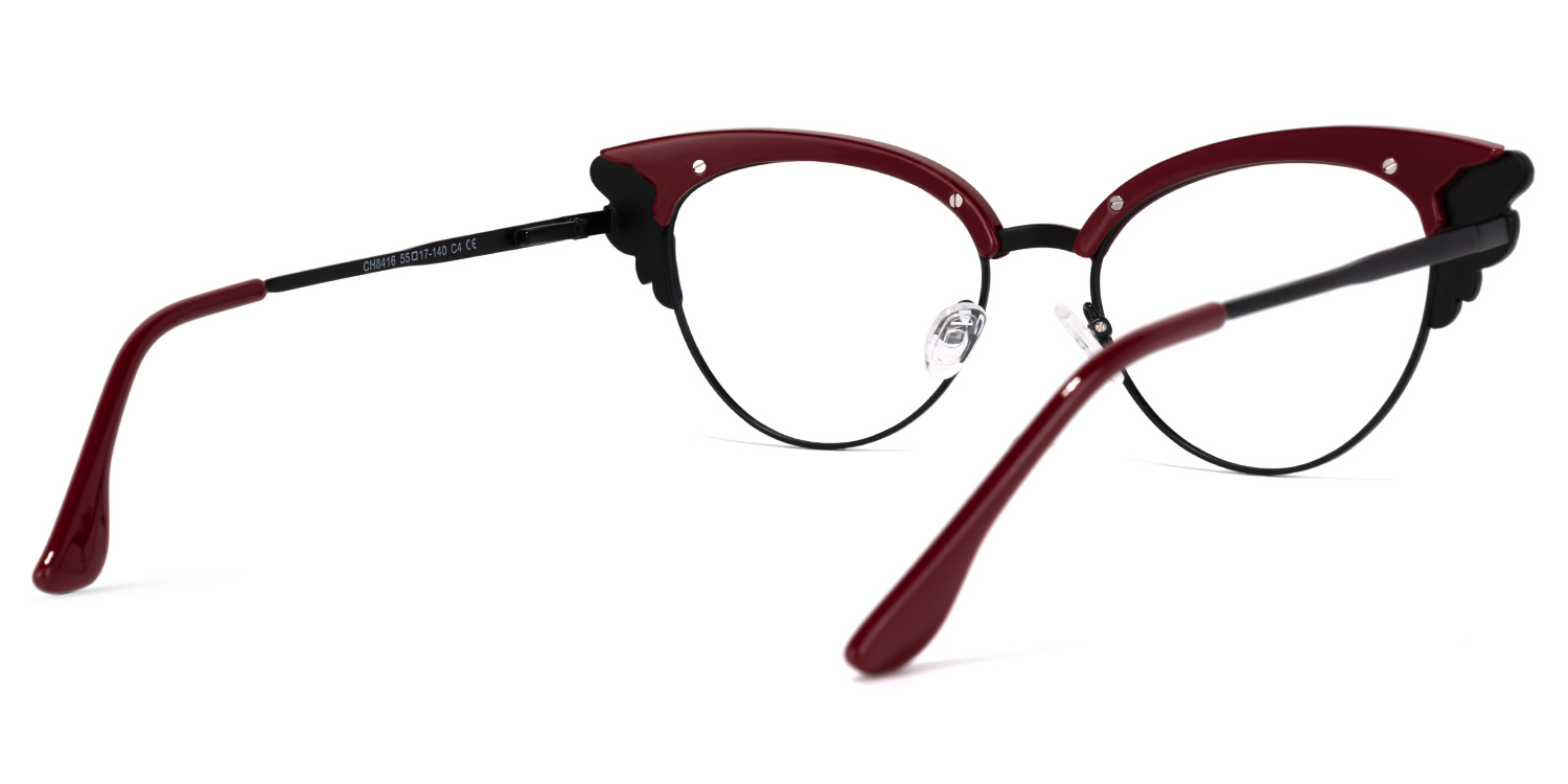 Hearn Cat Eye Dark-Red Glasses | ZEELOOL Canada4
