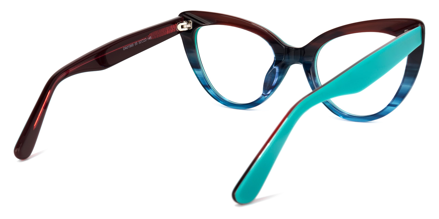 Claudette Cat Eye Teal Blue-Green Frame Glasses | ZEELOOL Canada4