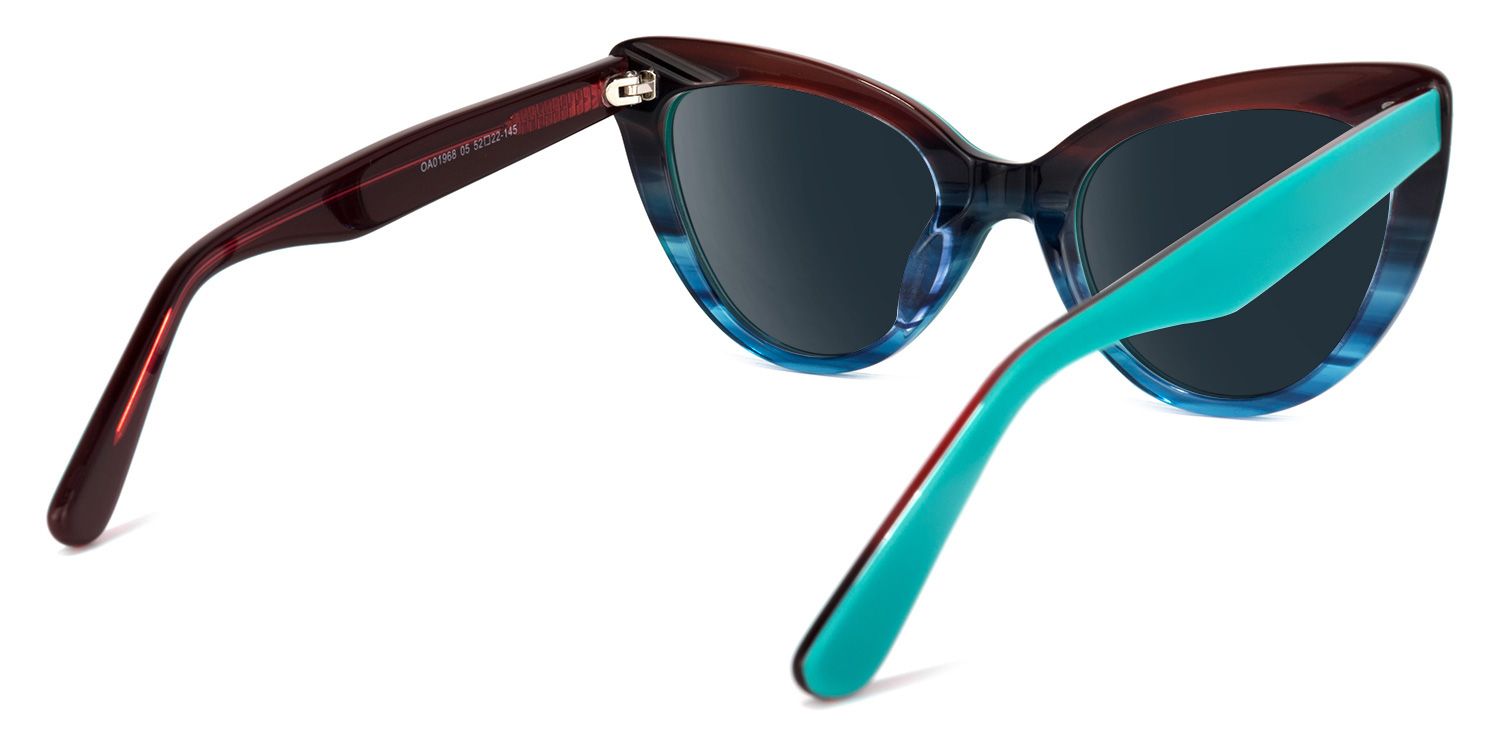 Claudette Cat Eye Blue-Green Sunglasses | Zeelool Glasses3