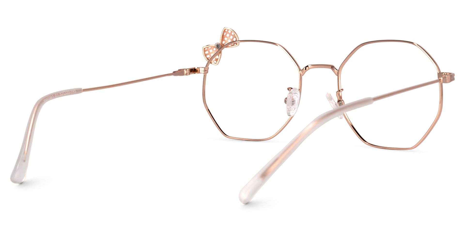 Kaitlyn Geometric Rose-Gold Thin Frame Glasses with Bow3