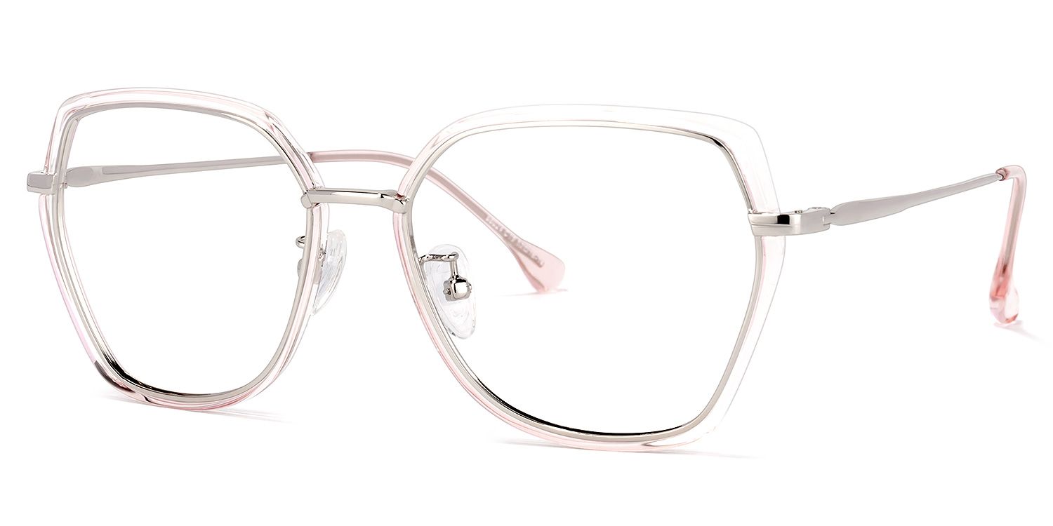 Noemi Geometric Pink-Silver Glasses | ZEELOOL Canada1