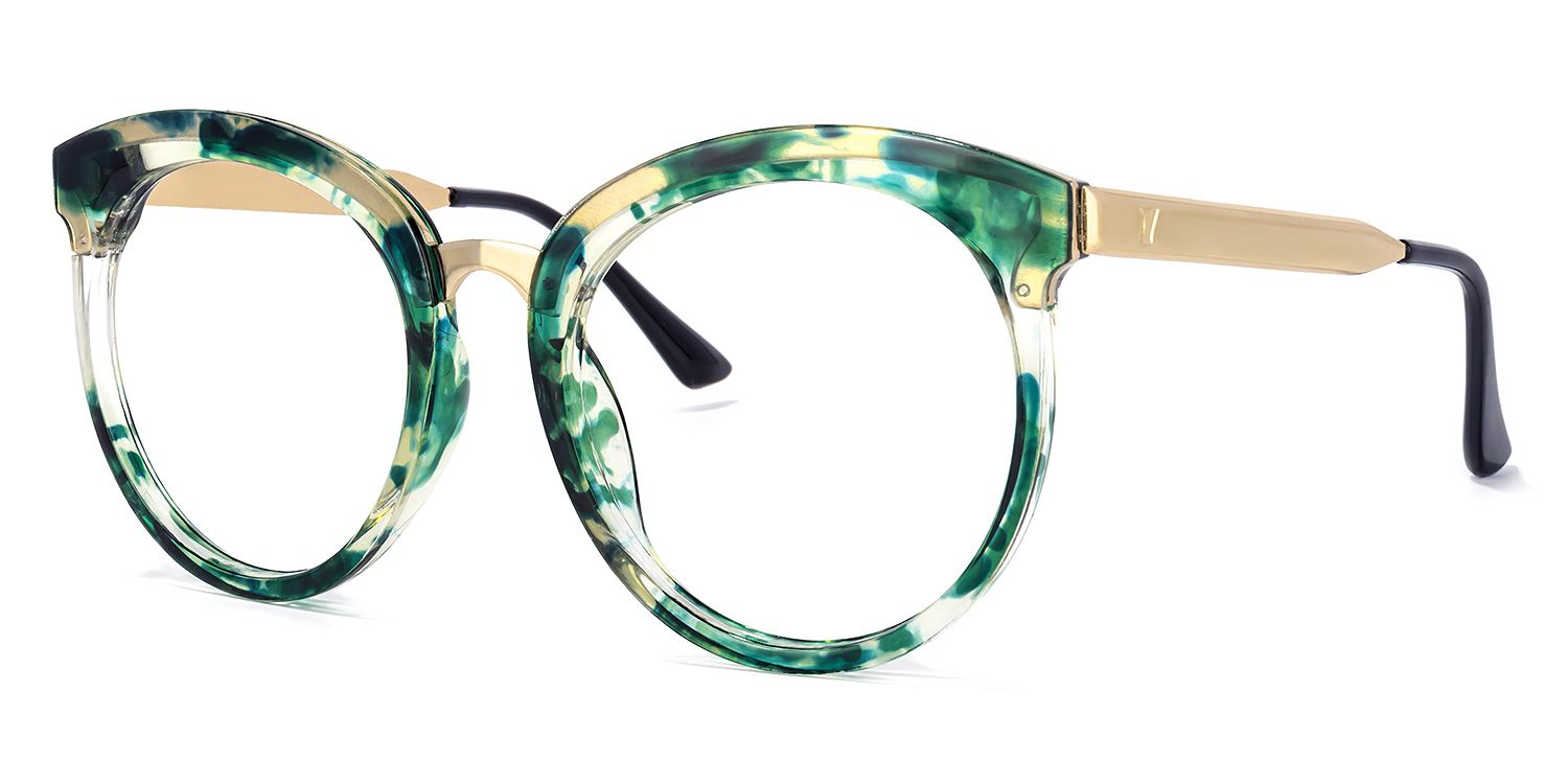 Penny Round Green-Floral Glasses | ZEELOOL Canada1