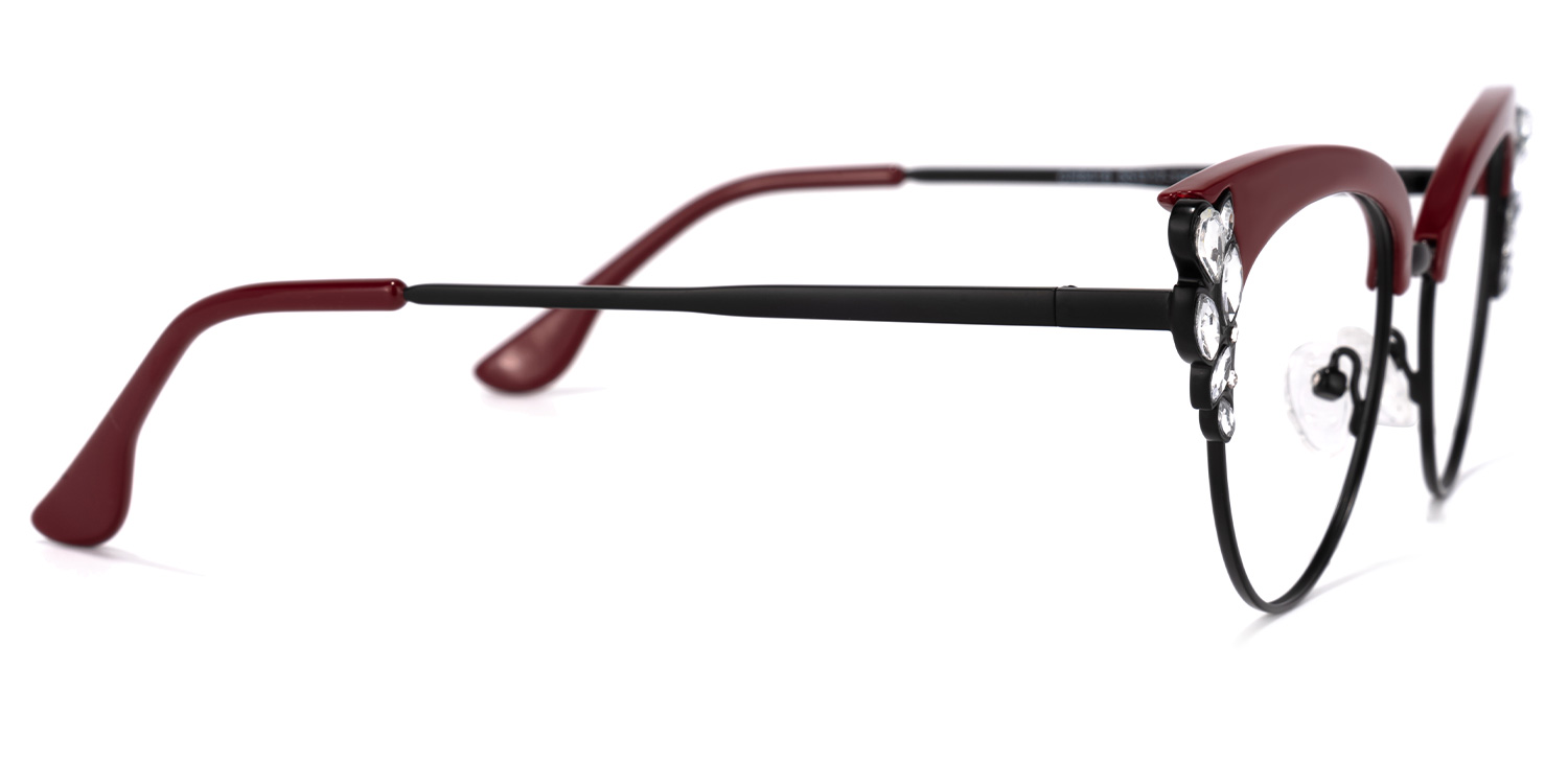 Hearn Cat Eye Dark-Red Glasses | ZEELOOL Canada3
