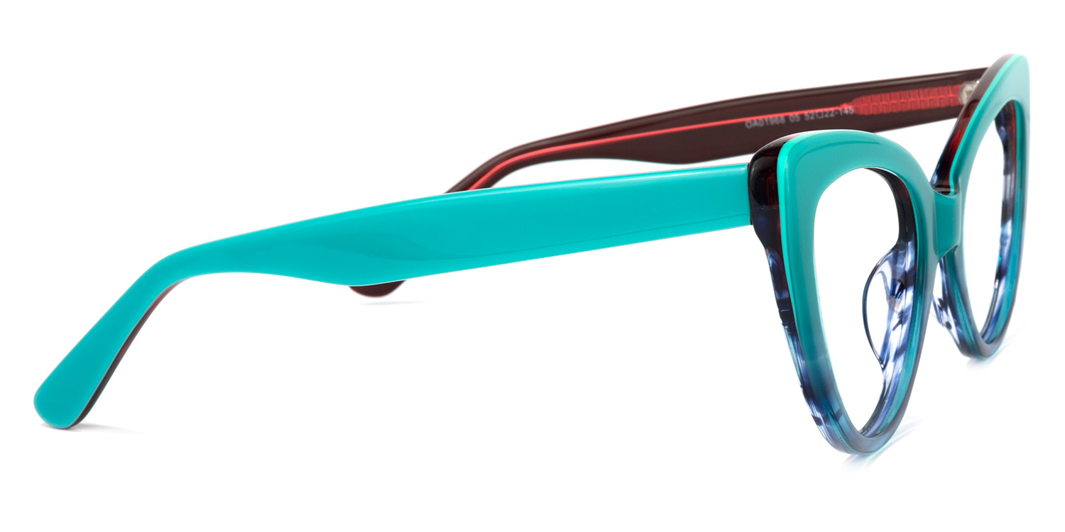 Claudette Cat Eye Teal Blue-Green Frame Glasses | ZEELOOL Canada3