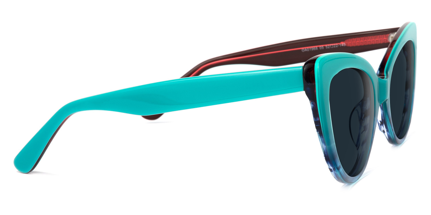 Claudette Cat Eye Blue-Green Sunglasses | ZEELOOL Canada2