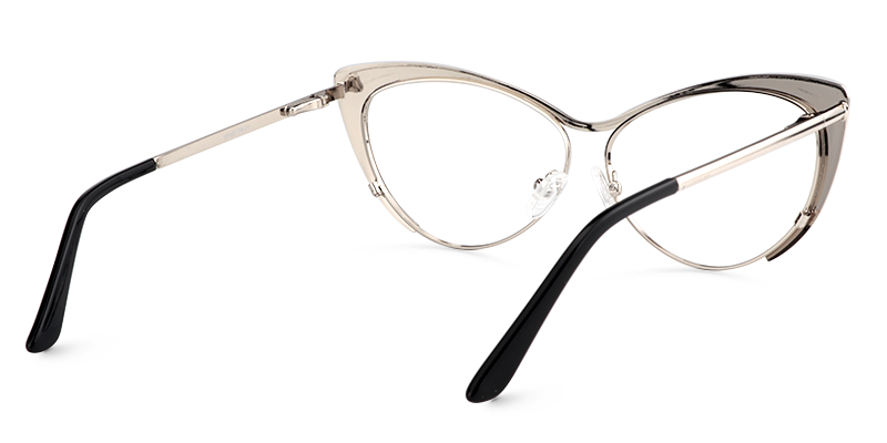 Ellen Cat eye Silver Eyeglasses and Metal Browline Frame5