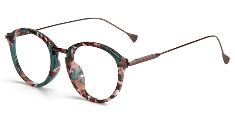 Anemone Round Green-Floral Glasses  | ZEELOOL Canada3