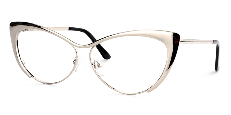 Ellen Cat eye Silver Eyeglasses and Metal Browline Frame3