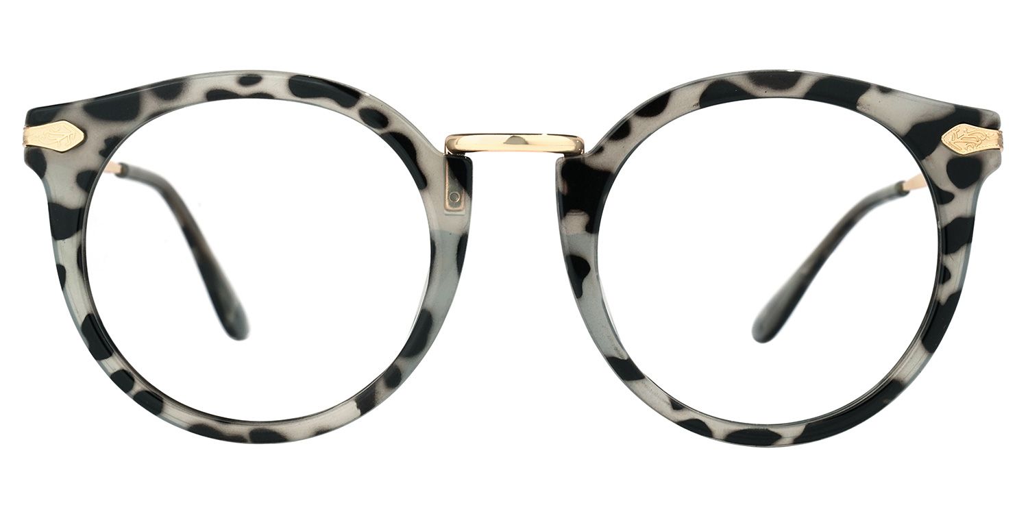 Quentina Round Gray Glasses and Tortoise Frames0