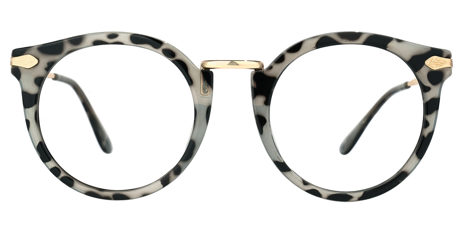 Quentina Round Gray Glasses and Tortoise Frames0