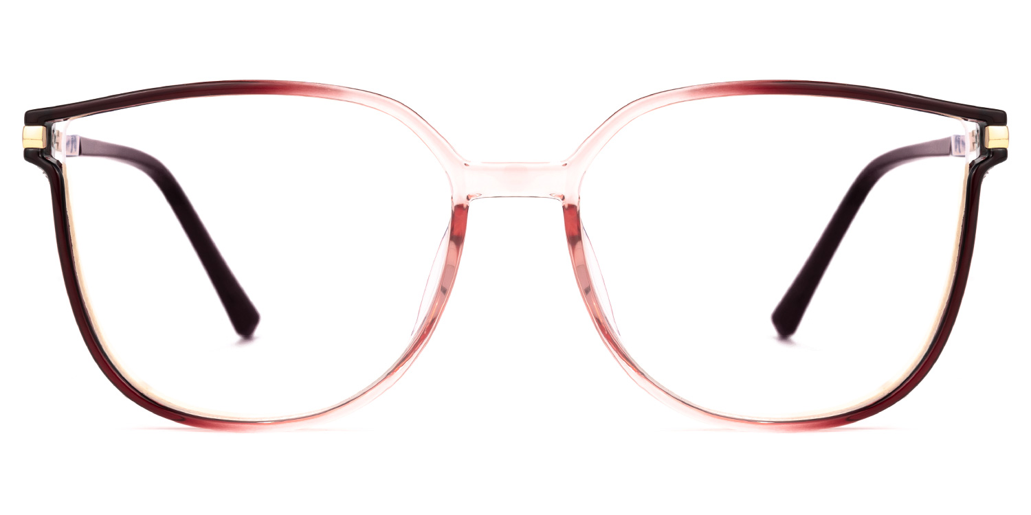Annalisa Square Red Glasses with Ombre Thin Frames0