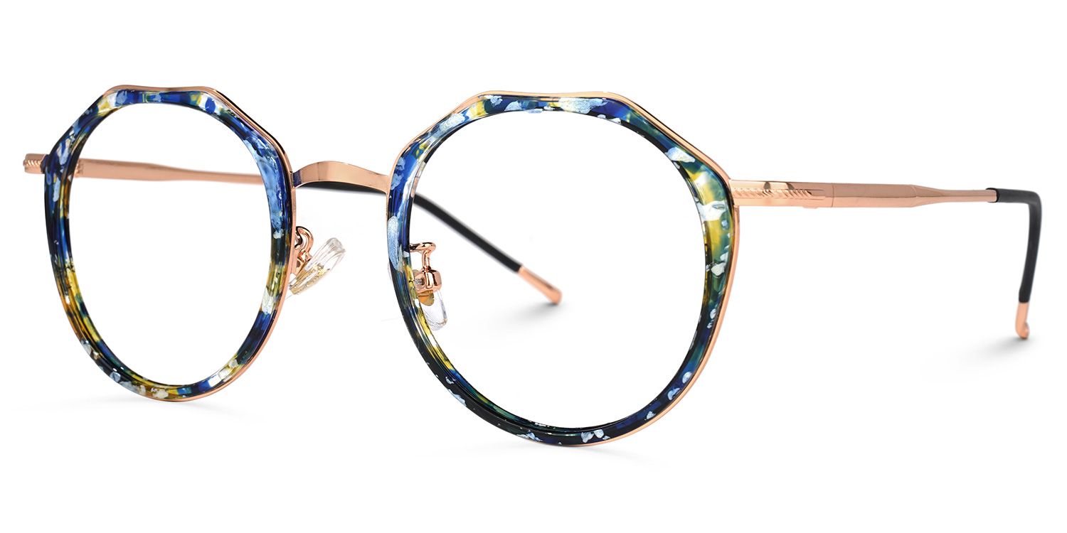 Gentry Geometric Blue-Floral Glasses | ZEELOOL Canada1