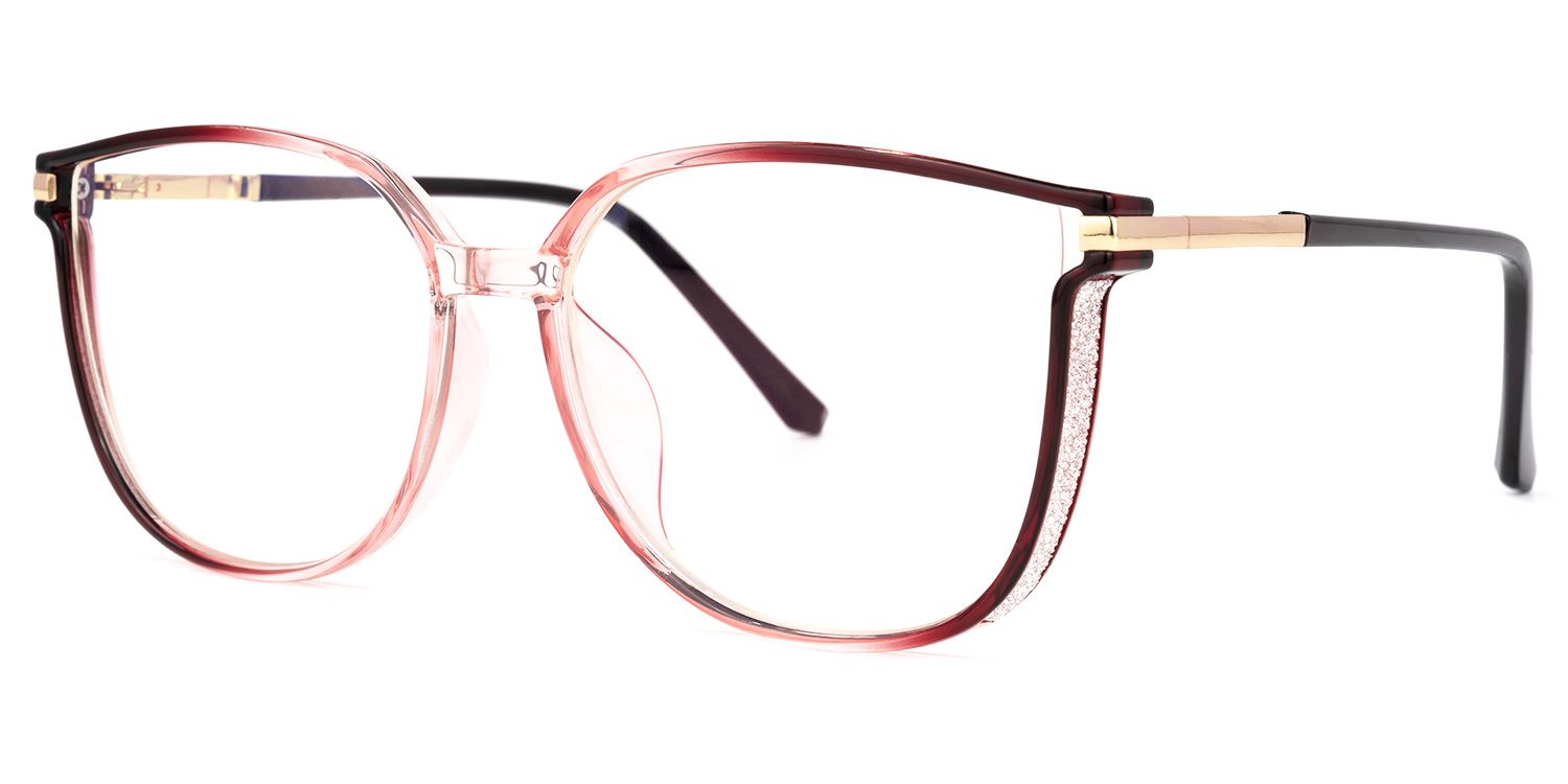 Annalisa Square Red Glasses with Ombre Thin Frames1
