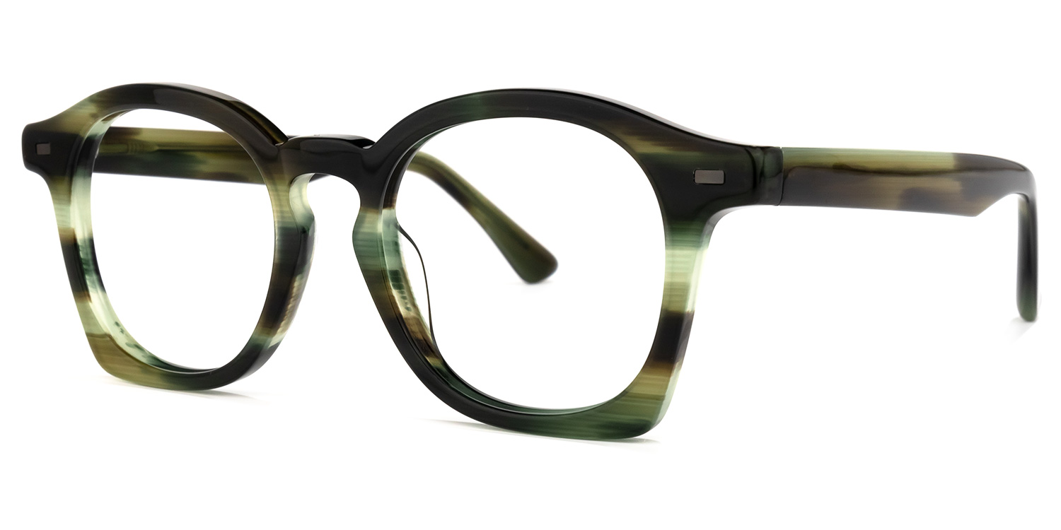 Natilus Round Green-Stripe Glasses | ZEELOOL Canada1