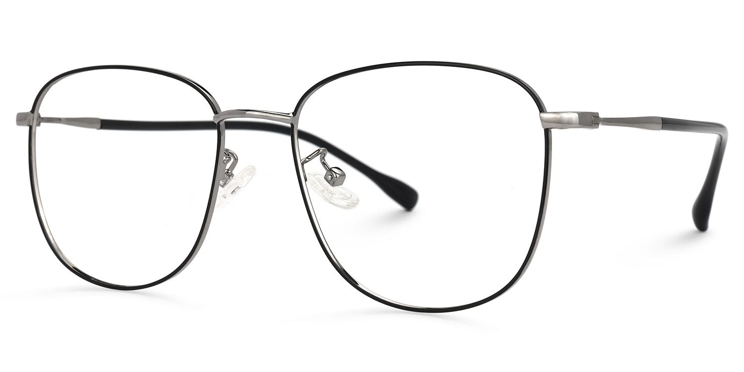 Navedo Square Black-Silver Glasses | ZEELOOL Canada1