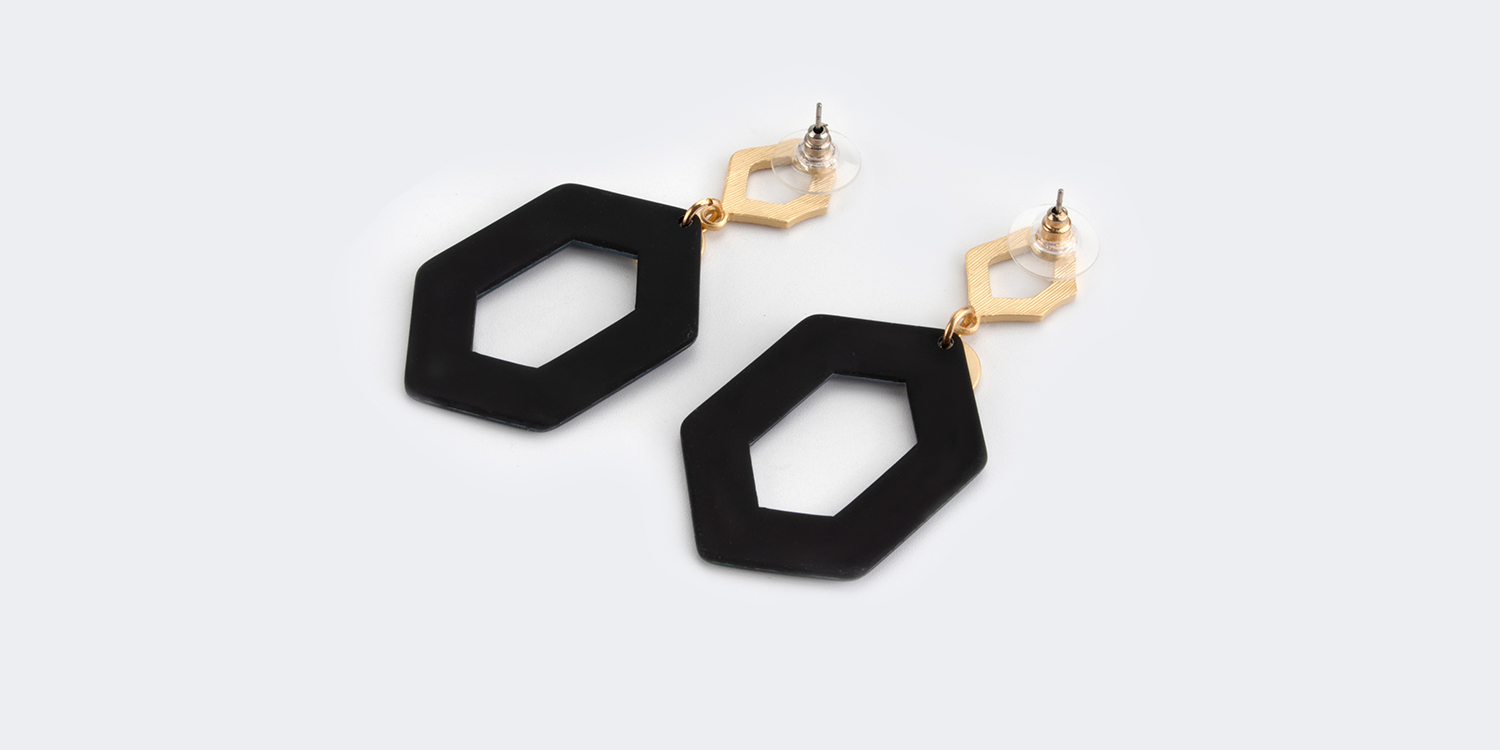 Vintage Hexagon Shaped Purple Stripe Earrings | ZEELOOL Canada1