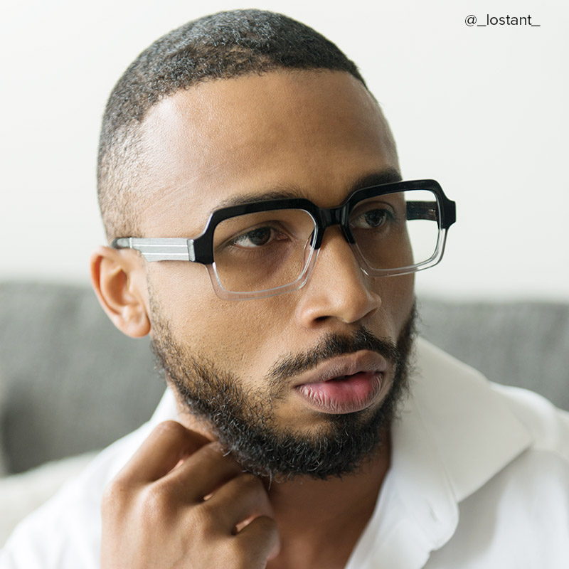 Jack Rectangle Black & Crystal Frame Glasses | ZEELOOL Canada8