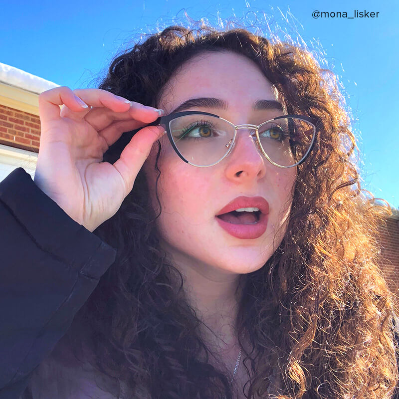 Sydney Cat Eye Metal  Black Frame Glasses | ZEELOOL Canada12