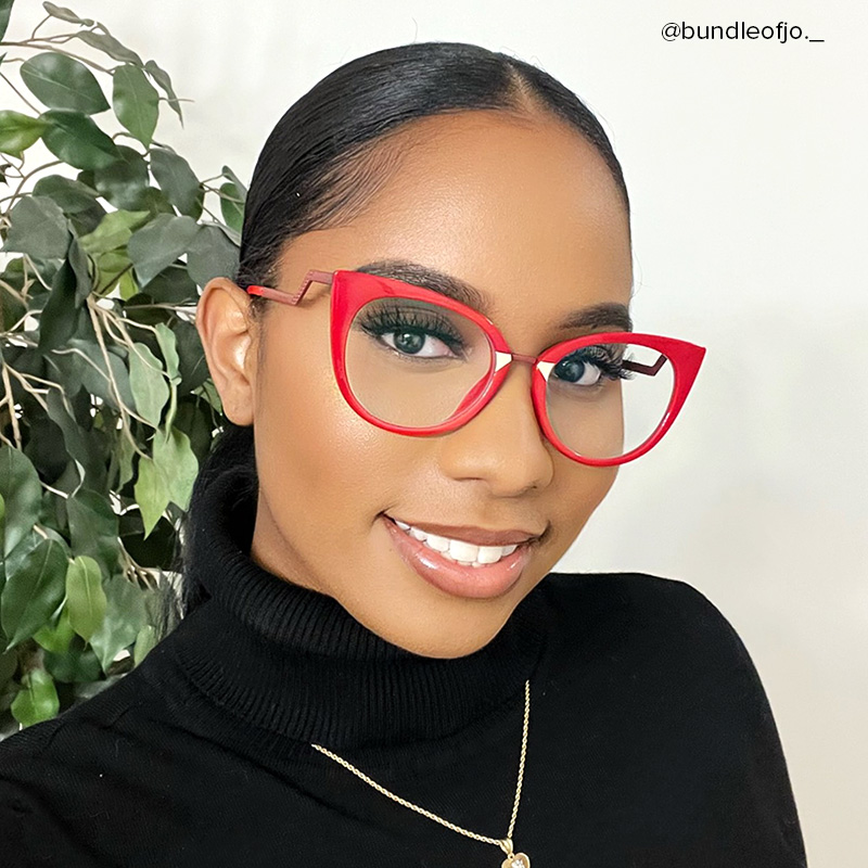Jacqueline Cat Eye Red Glasses | Zeelool Glasses5