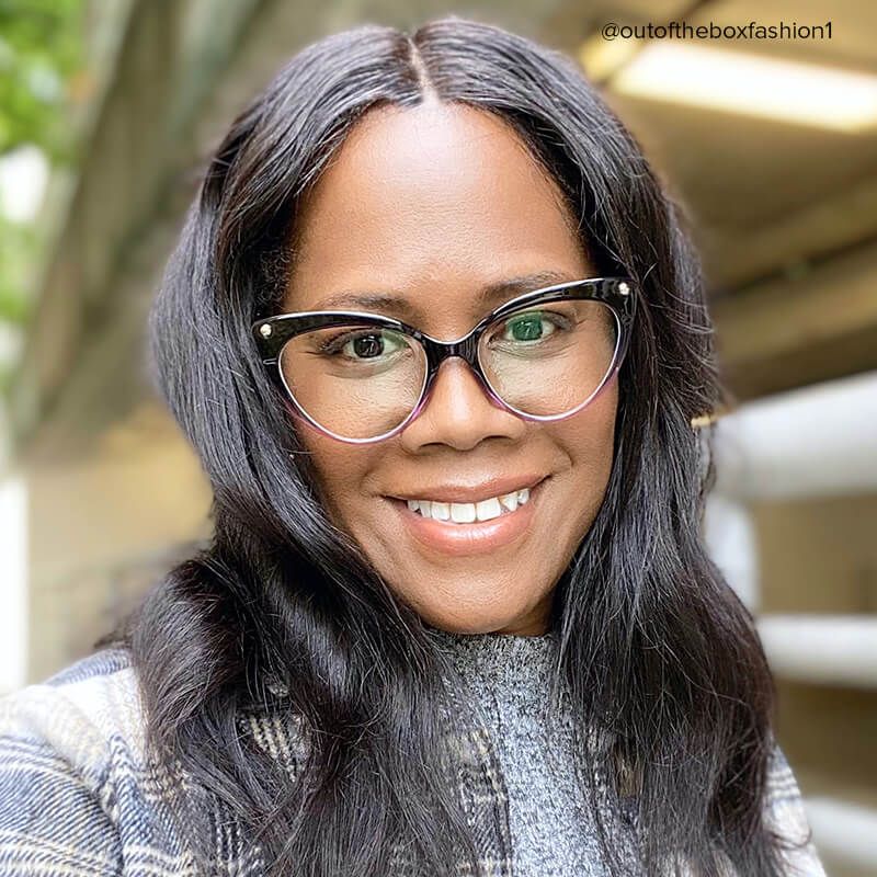 Alivia Cat Eye Purple Gradient Frame Glasses | ZEELOOL Canada8