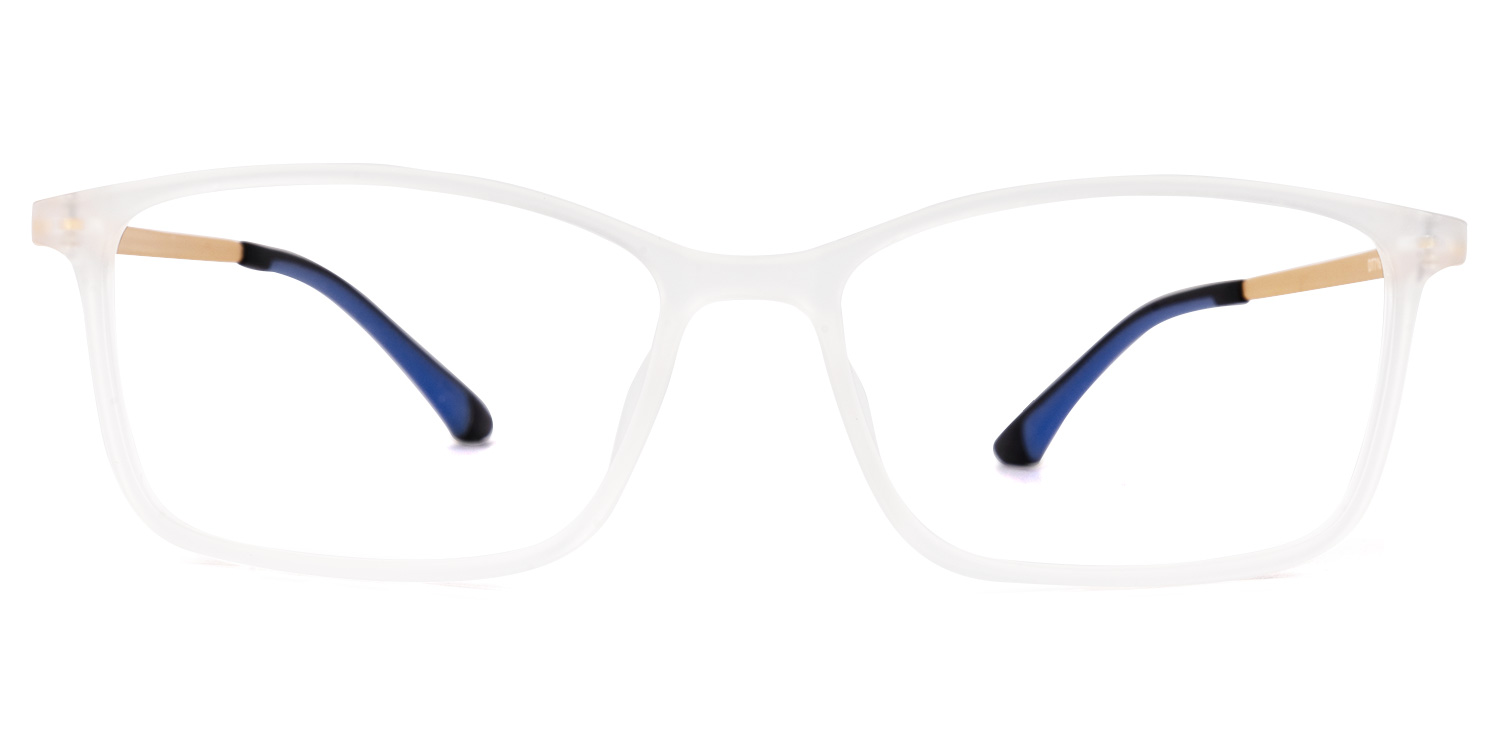 Yancy Rectangle White Glasses0