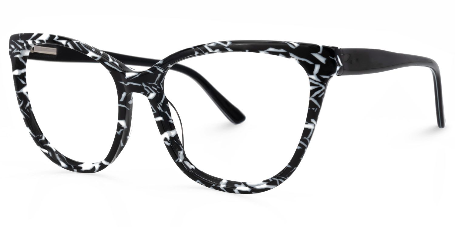 Romkey Cateye Black-White Glasses | ZEELOOL Canada1