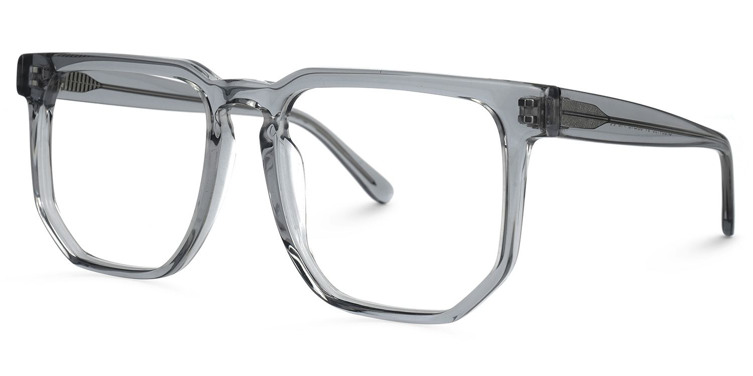 Matherne Square Clear Gray Eyeglasses | ZEELOOL Canada1