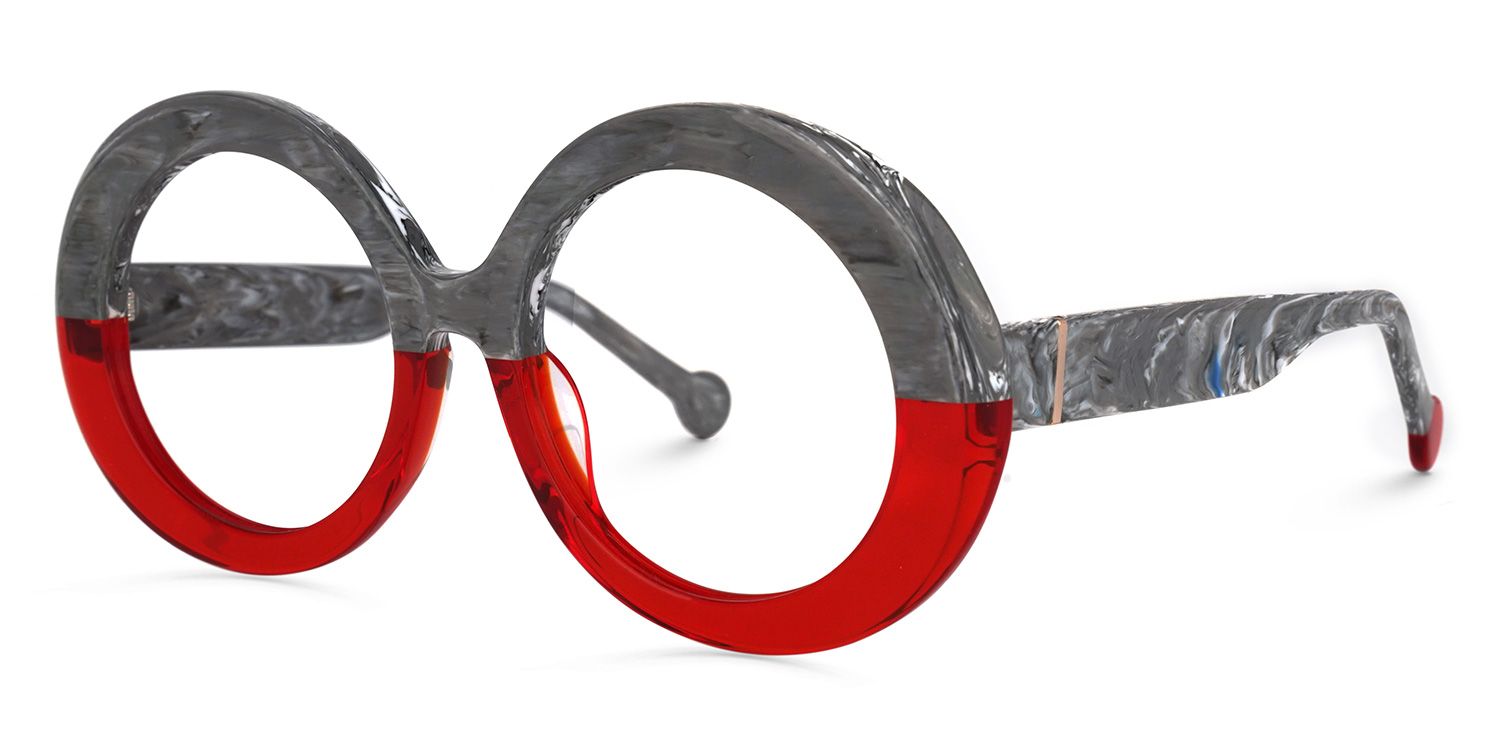 Pardo Round Gray-Red Glasses | ZEELOOL Canada1